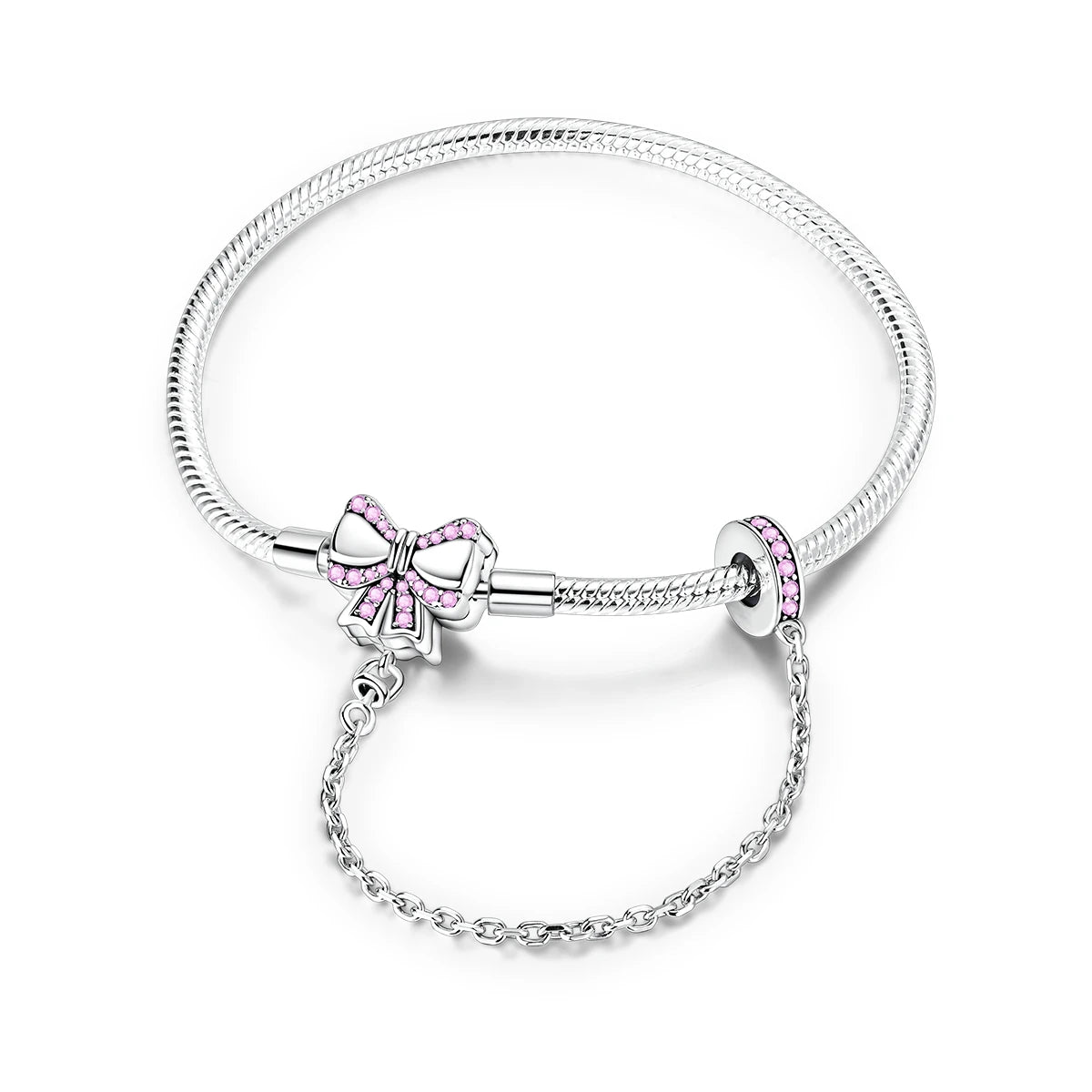 New Charm Bracelet 925 Silver Heart Shape Holy Mother Snake Chain Clasp Bracelet Fit Original Bead DIY Fashion Jewelry