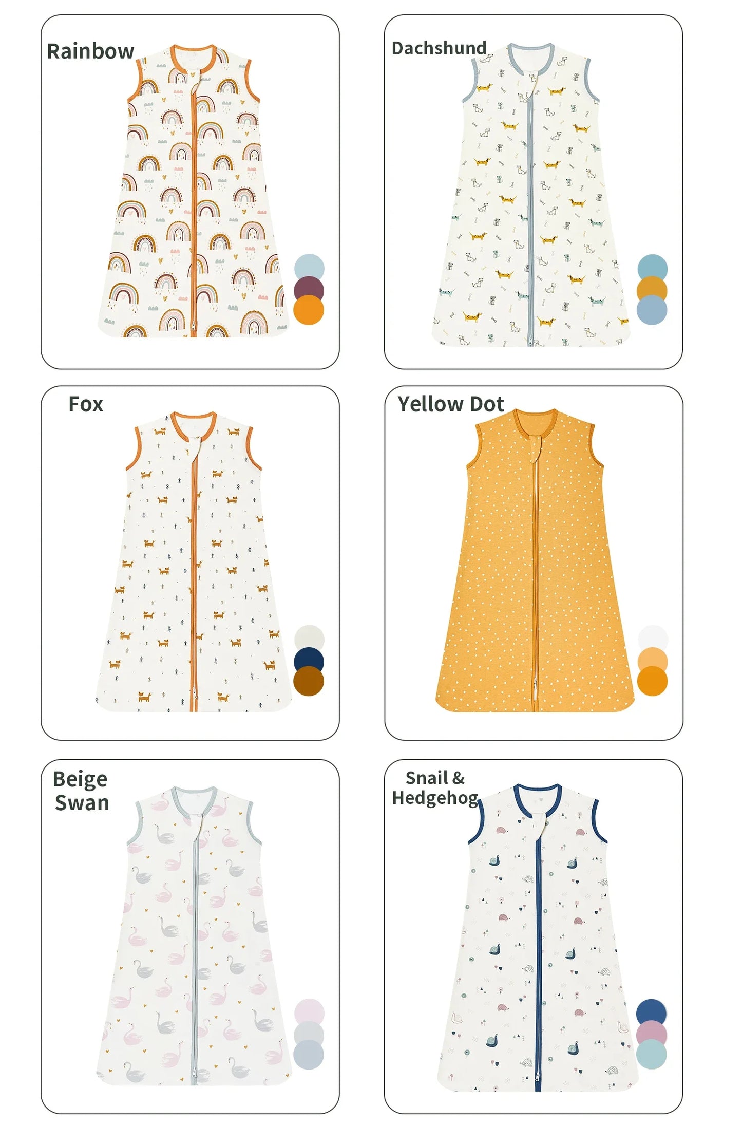 Baby Sleeping Bag Newborn Baby Anti-shock Sleeping Bag Pajamas Baby Pajamas Light Zipper Crawling Suit Anti-kick Cartoon Animal