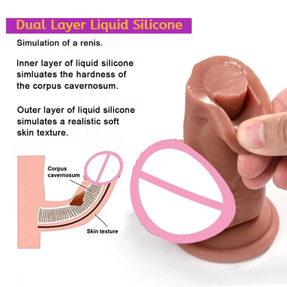 4Sizes Advanced Realistic Soft Dildo Big Thick Fake Penis Double Silicone Cock Woman Man Masturbation Suction Cup Anal Sex Toys