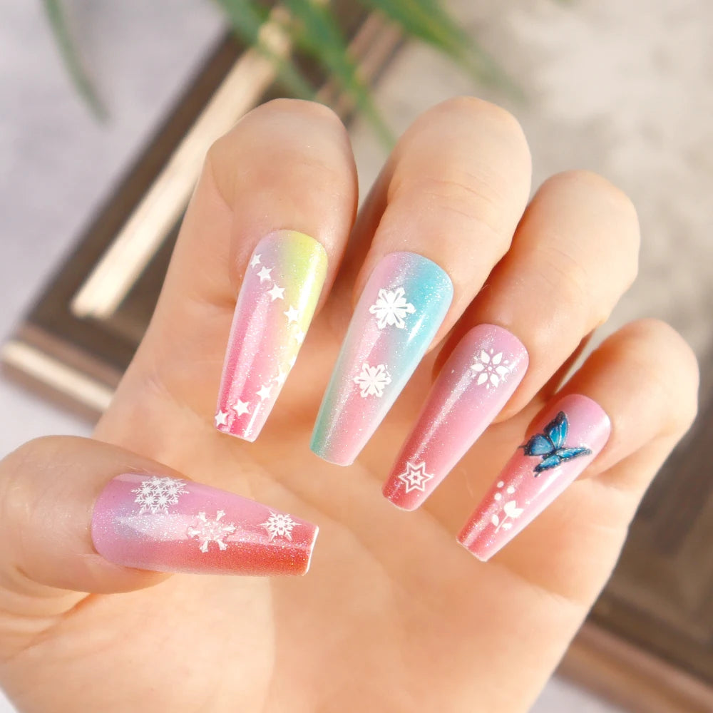 30 Sheets Christmas Nail Art Stickers Self Adhesive 3D White Snowflake Nail Decals Xmas Nail Supplies Christmas Manicure Sliders