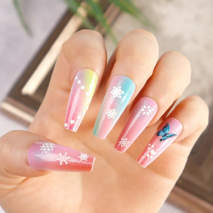 30 Sheets Christmas Nail Art Stickers Self Adhesive 3D White Snowflake Nail Decals Xmas Nail Supplies Christmas Manicure Sliders