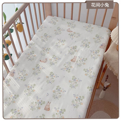1pcs 130*70CM Breathable Cotton Fitted Crib Sheets for Baby Crib Mattress Cover Soft Bedding Set of Solid Color Infant Bed Sheet