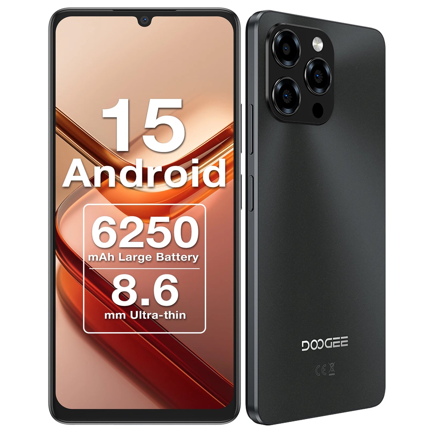 Global Version DOOGEE Note 58 Android 15 Smartphone 8GB RAM+128GB ROM 6.75" HD+ 90Hz IPS Screen 6250mAh Large battery NFC