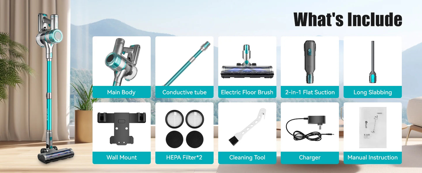 Wireless Vacuum Cleaner, Upgraded Version of Household Green Light Anti Entanglement Floor Brush, Automatic Dust Sensing, Suitable for Hardwood Floors, Carpets, Tiles, Suitable for Hardwood Floors, Carpets, Tiles