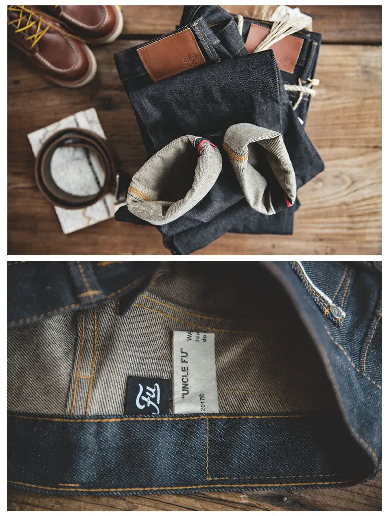 Maden Retro 11.6oz Selvedge Raw Denim Jeans Tapered Regular Fit Cotton Jeans with Zipper Fly High Quality Versatile Men's Pants