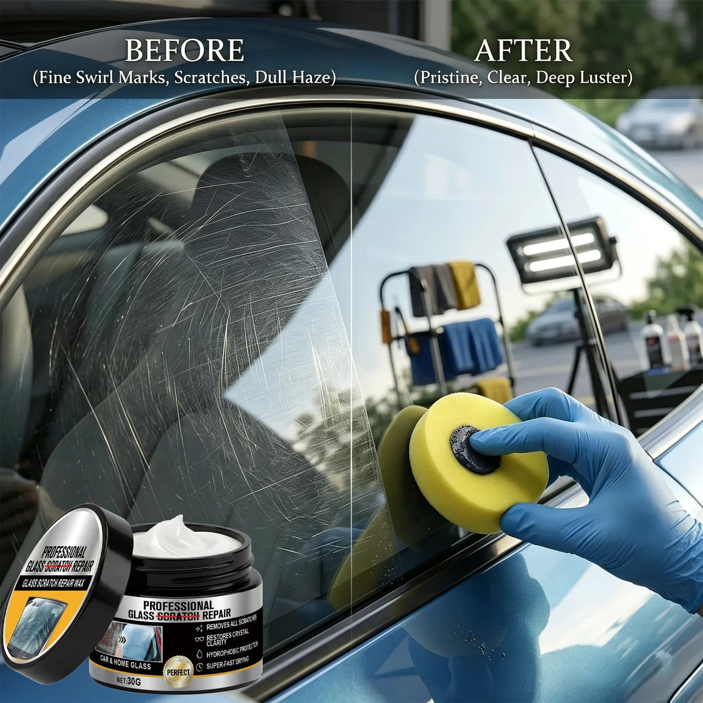 Glass Scratch Repair Wax Multi-Purpose Polishing Cream No Residue Car Window Glass Lens Deep Scratch Remover Protective Coating
