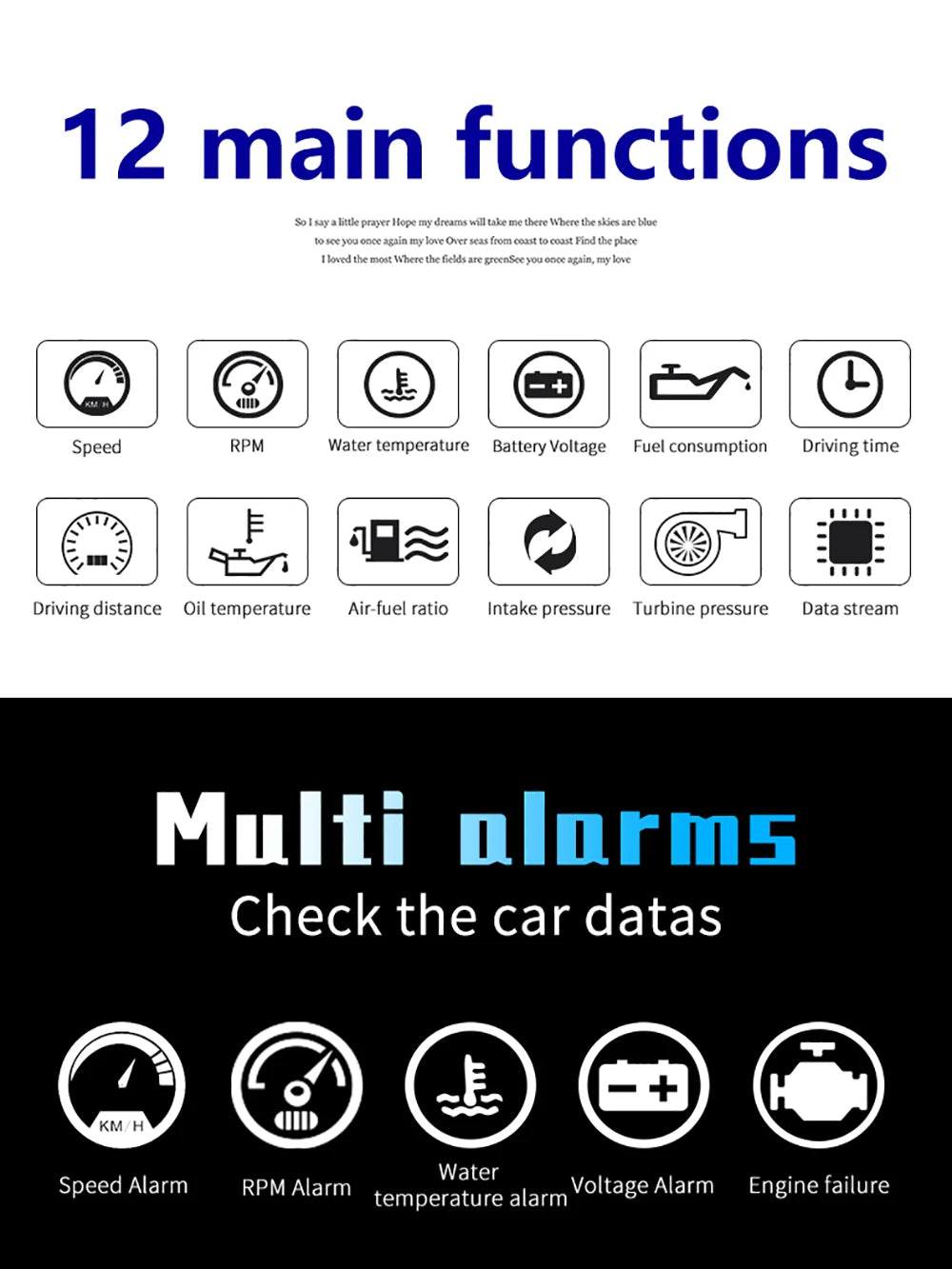 Updated P10-PRO OBD2 HUD With Russia Korean Language Smart Digital Meter On Board Computer Digital Speedometer Overspeed Alarm