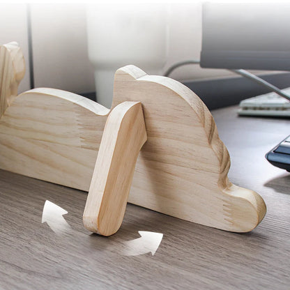 Creative Wooden Cat Photo Frame 3-Photo Desktop Decor Pet Picture Frame with Rotating Tail Personalized Pet Memorial and Gifts