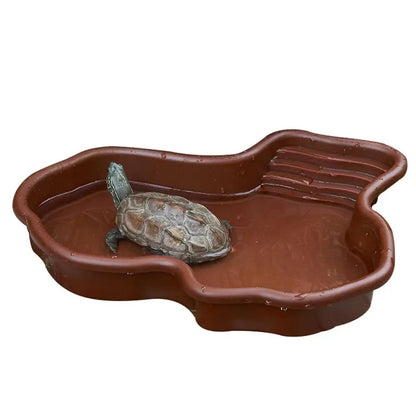 Turtle Feeding Dish Reptile Bathing Pool With Ramp And Basking terrace Aquarium Ornament For Turtle Bearded Dragon Gecko Yard