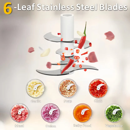 400ML Electric Food Chopper ，6 Blades Garlic Grinder Mini Vegetable Chopper，USB Portable Veggie Chopper，Garlic Mincer