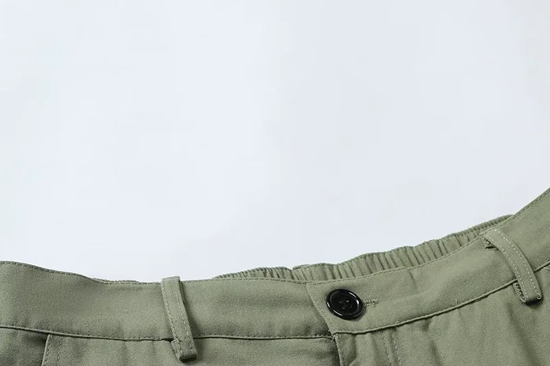 Men's Wear-Resistant Shorts Summer Beach Casual Cargo Short Pants Multi-Pocket Workwear Breathable Loose Straight Solid Shorts