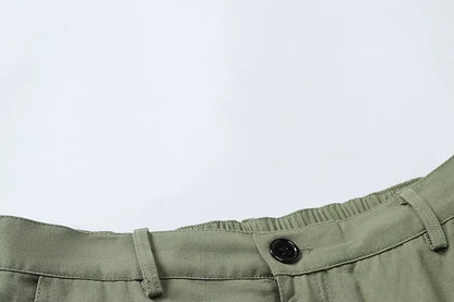 Men's Wear-Resistant Shorts Summer Beach Casual Cargo Short Pants Multi-Pocket Workwear Breathable Loose Straight Solid Shorts