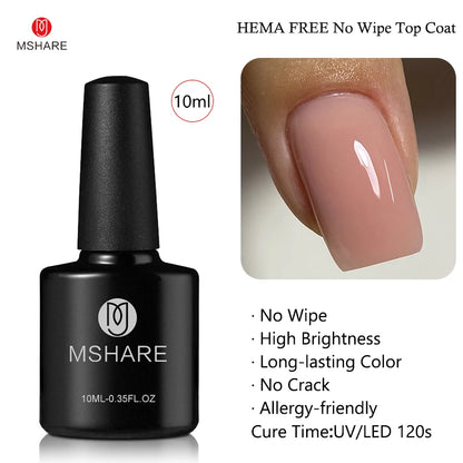MSHARE Milk Milky White Base Gel Polish Camouflage Color Rubber Base Nail Base Coat 10ml