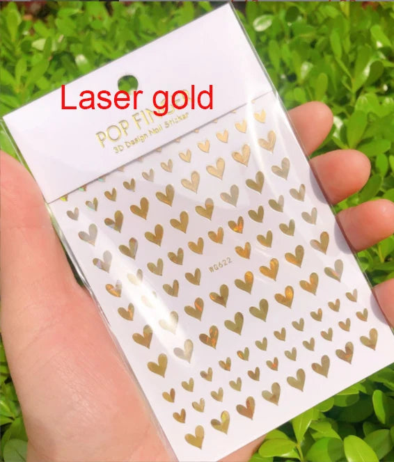 3d Nail Art Stickers Red Black White Love Hearts Stars Clouds French Full Tips Adhesive Nail Decals Slider For Manicure