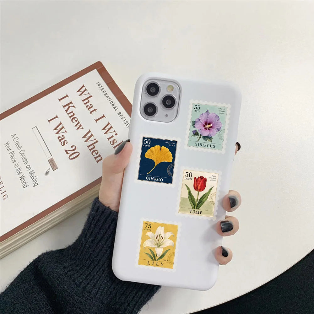 50PCS Plant Stamps Transparency Graffiti Stickers Creative Cartoon Decal Decoration Luggage Phone Cup Guitar Scrapbook Kid Toys