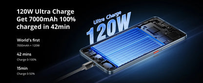realme GT 7T Smartphone 5G MediaTek 8400-MAX 7000mAh Titan Battery 120W Ultra Charge 6.8'' 120Hz Display EU Version NFC