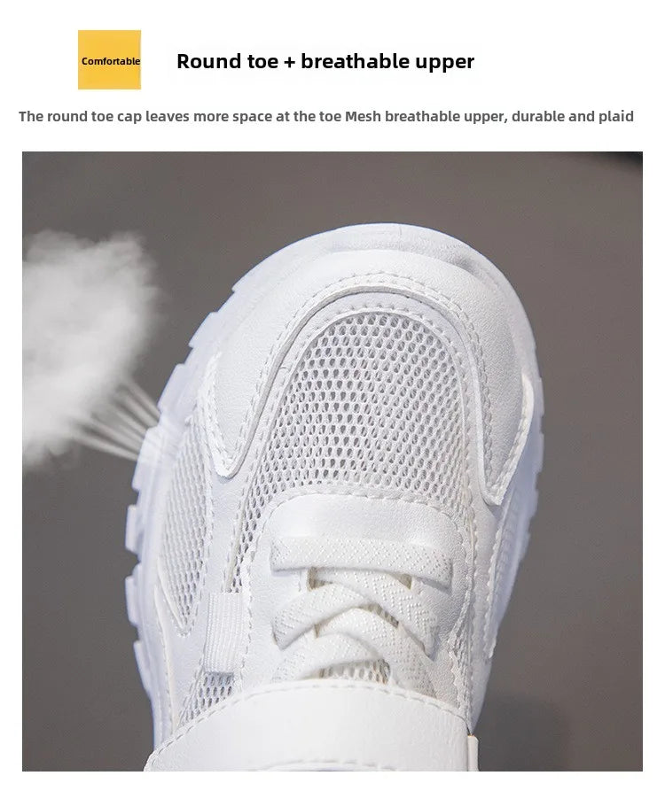 Kid Sneakers Sport Shoes for Boys Fashion Leather Children Breathable Mesh Comfort Shoes Casual Walking Outdoor Running Shoes