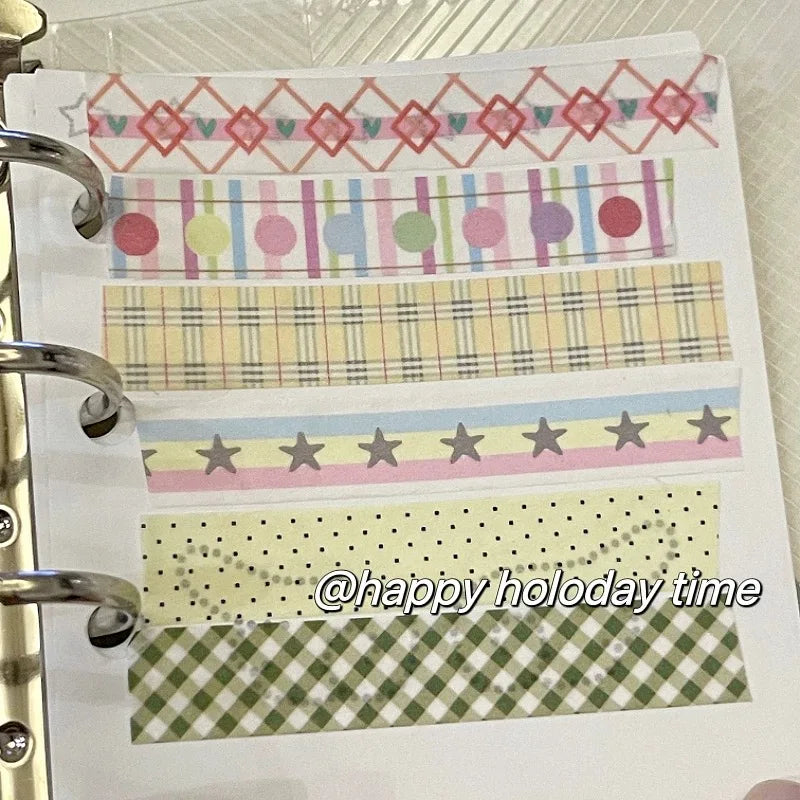 MINKYS 5pcs/set Basic Grid Star Decorative Tape Cute Cartoon Creative Washi Tape School Stationery