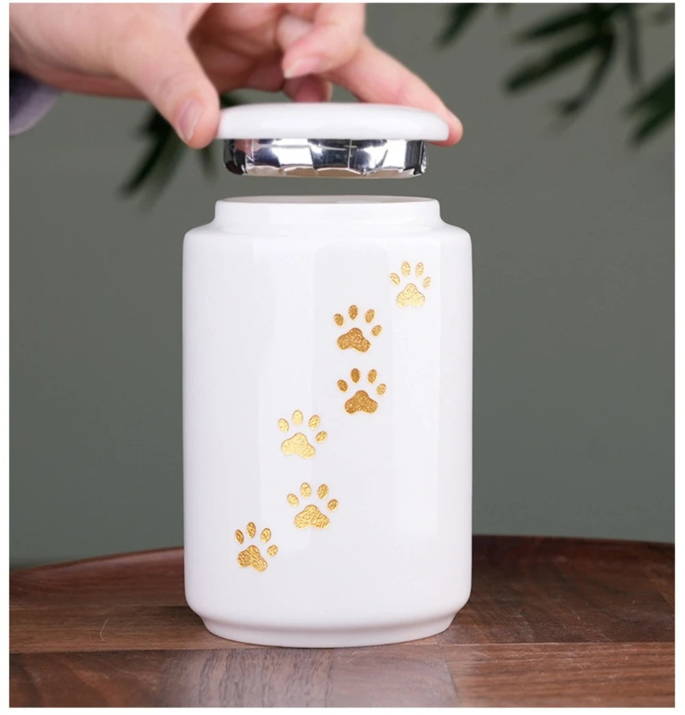 Ceramic Can urns for puppy ashes Sealed and moisture-proof pet souvenir animal funeral urn portable pet memorials and gifts