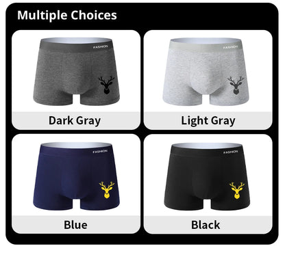 4pcs Boxer Men's Underwear, Soft Sports Breathable Four-Season Men's Underwear, Trendy Fashion Pop Print Boxer Underwear