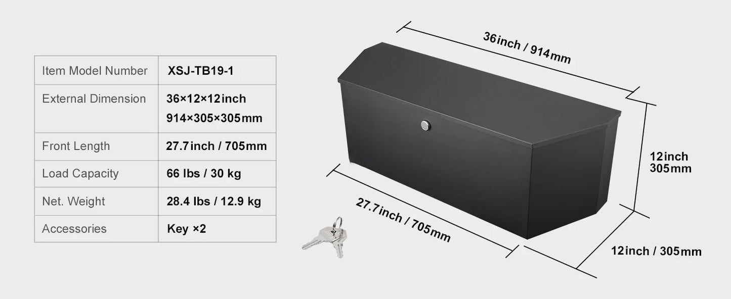 SucceBuy Trailer Tongue Box Aluminum Alloy Tongue Box Tool Chest Heavy Duty Trailer Box Utility Trailer Tongue Box for Pickup