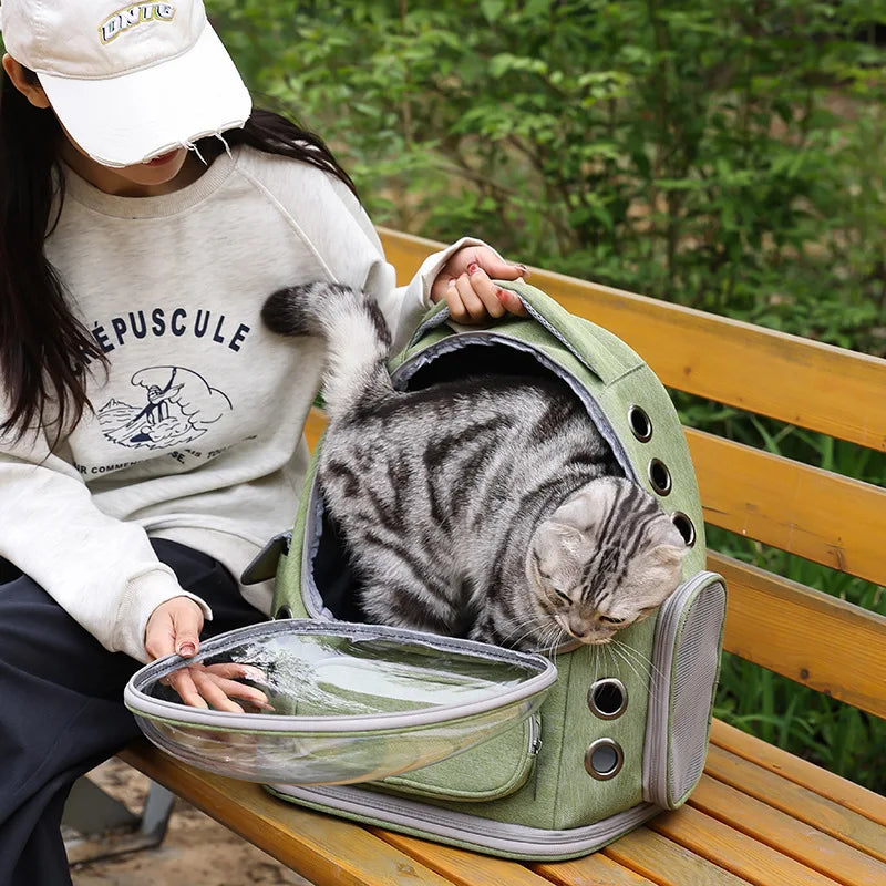 2026 New Portable Cat Bag Transparent Space Cabin Shoulder Dog Cat Travel Small Pet Bag Adjustable Shoulder Strap