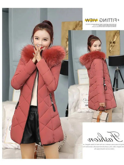 Winter New Fashion Long Cotton-padded Coat Womens Casual Hooded Parkas Womens Winter Jacket Coat Down Jacket Female