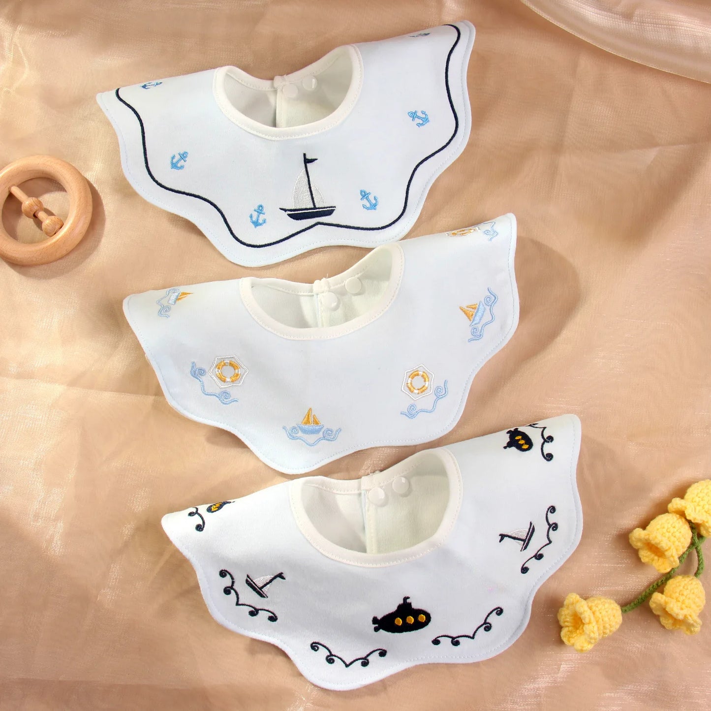 Cute Embroidery Cotton Baby Bibs Autumn New Infant Bib Newborn Burp Cloths for Kids Boy Girl Spring Soft Feeding Saliva Towel