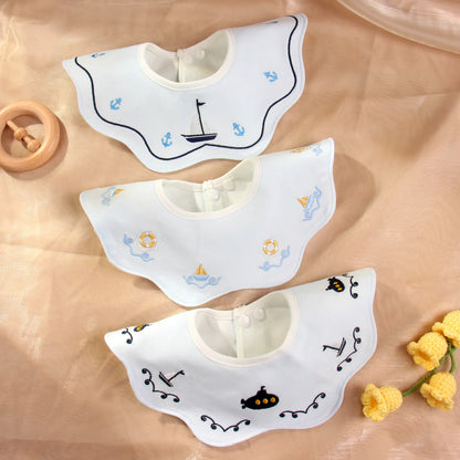 Cute Embroidery Cotton Baby Bibs Autumn New Infant Bib Newborn Burp Cloths for Kids Boy Girl Spring Soft Feeding Saliva Towel