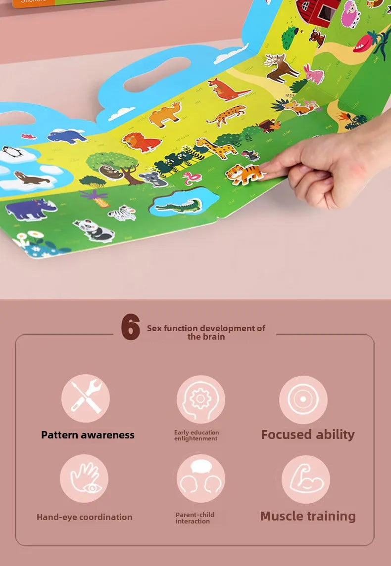 Reusable Bubble Sticker Book for Kids - Multi-Themed Educational Learning Activities, Washable & Safe Toddler Stickers