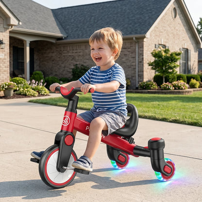 3-IN-1 Toddler Tricycle For 1.5-5 Years Old Drift Trike With 360° Spin Light Up Wheels Adjustable Seat Strong Frame Easy Assembly 3 Ride Modes Toddler Bike For Boys And Girls Indoor Outdoor Use White Pink Black Red