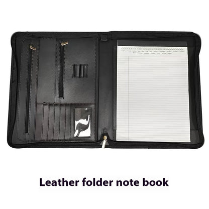 AAY-Vegan Leather Folder Zippered Closure Portfolio for Business IPad/Table and Card Interview Resume Binder