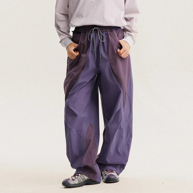 Men Outdoor Lightweight Quick Dry Ultra Loose Casual Splice Wide Leg Techwear Track Cargo Pants Women Streetwear Baggy Trousers