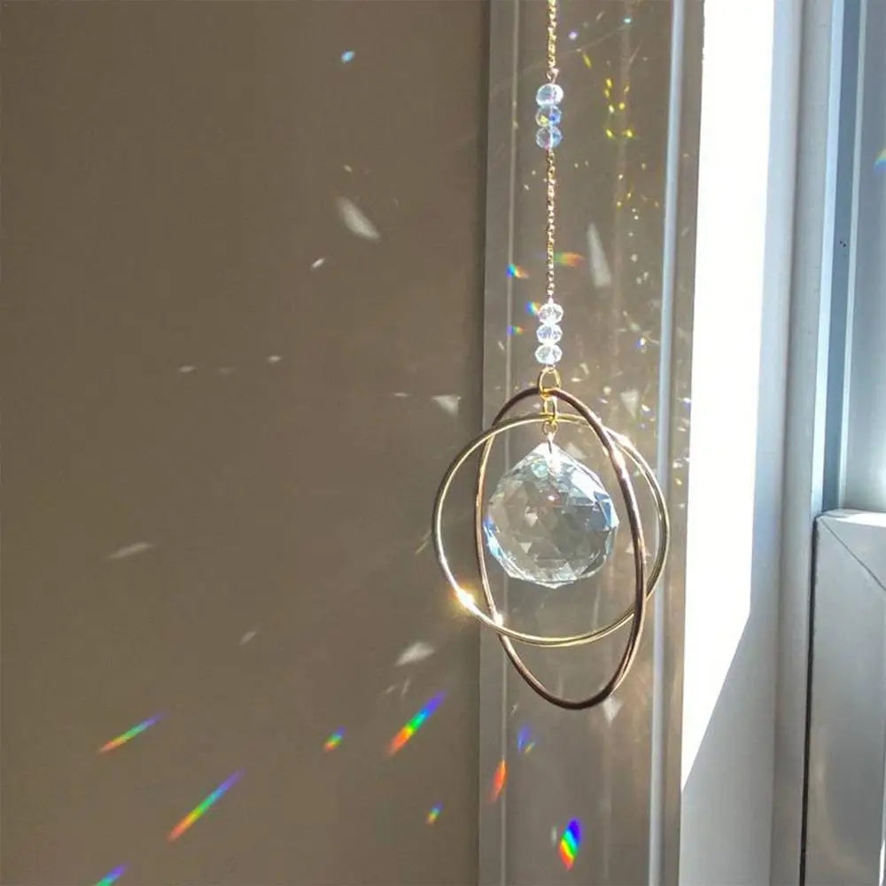 Suncatcher Hanging Crystal Moon Catcher Pendants Wind Chimes Rainbow Prism Window Drop Bell Christmas Tree Home Decor