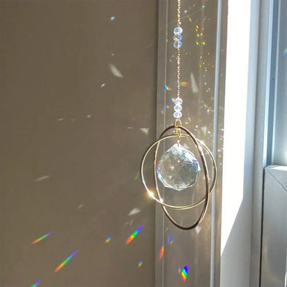 Suncatcher Hanging Crystal Moon Catcher Pendants Wind Chimes Rainbow Prism Window Drop Bell Christmas Tree Home Decor