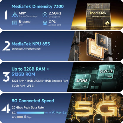 【World Premiere】Ulefone Armor 34 5G AI Rugged Phone 25500mAh Up to 32GB+512GB 120Hz 6.95" NFC Android 15 Smartphon