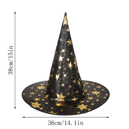 Halloween Hat Children Adult Masquerade Dress Up Magician Bronzing Wizard Pentagram Hat Halloween Party Witch Hat Favor