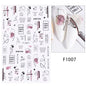 Black and White Love Flowers Line Art 3D Stickers Nail Decals Nail Art Accessories Butterfly Rose Nail Stickers Nail Sliders