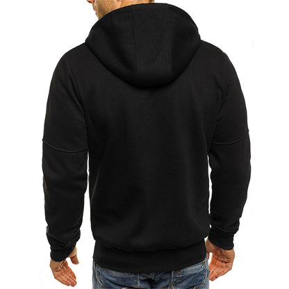 Solid color men's hooded jacket Casual long-sleeved hoodie Zipper Gym sports hoodie Spring Fall