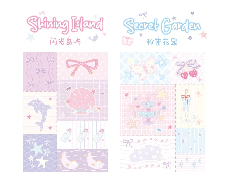 50sheets Dreamy Town Series Kawaii Ins Cute Handbooks Decoration Message Notes DIY Handmade Scrapbook Aesthetic Supplies