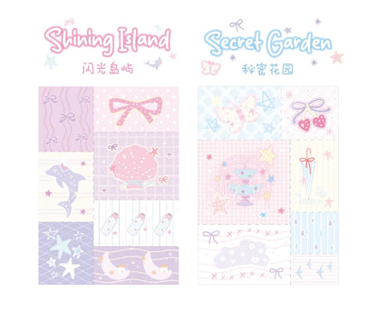 50sheets Dreamy Town Series Kawaii Ins Cute Handbooks Decoration Message Notes DIY Handmade Scrapbook Aesthetic Supplies