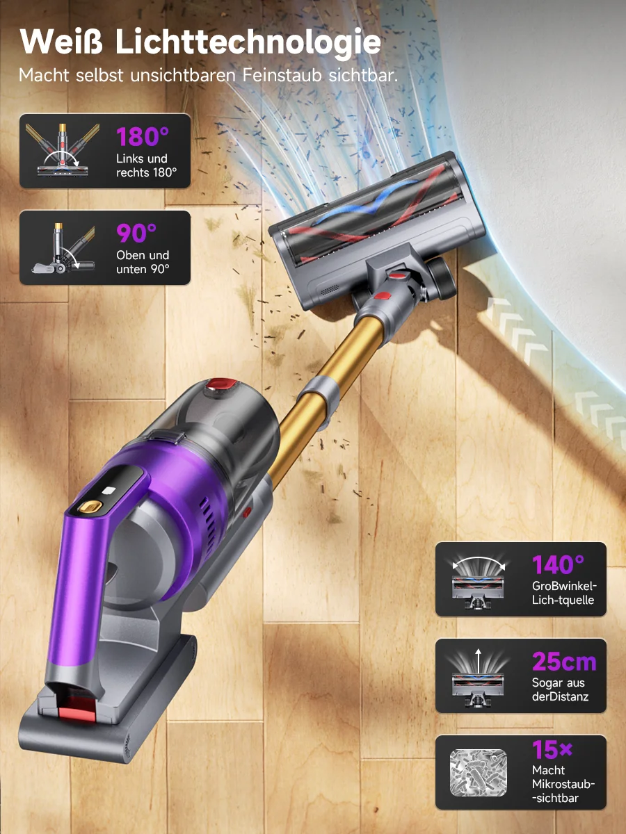 Tdyon Nova 70000PA 680W Cordless Vacuum Cleaner 75mins Long Runtime Removable Battery Self-Standing Wall Charging Vacuum Cleaner