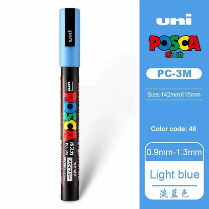 1pcs Japan UNI POSCA Markers PC-1M/3M/5M Acrylic Graffiti Pen Waterproof DIY Stackable Color Art Painting School Supplies