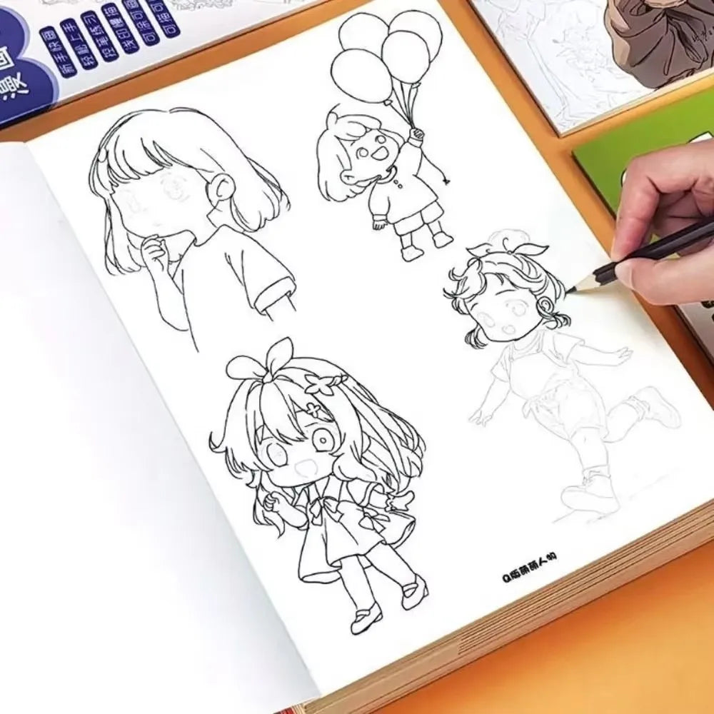 Anime Character Animal Line Art Drawing Book for Beginners 46 Pages Simple Hand-Drawn Outlines for Tracing & Practice Painting