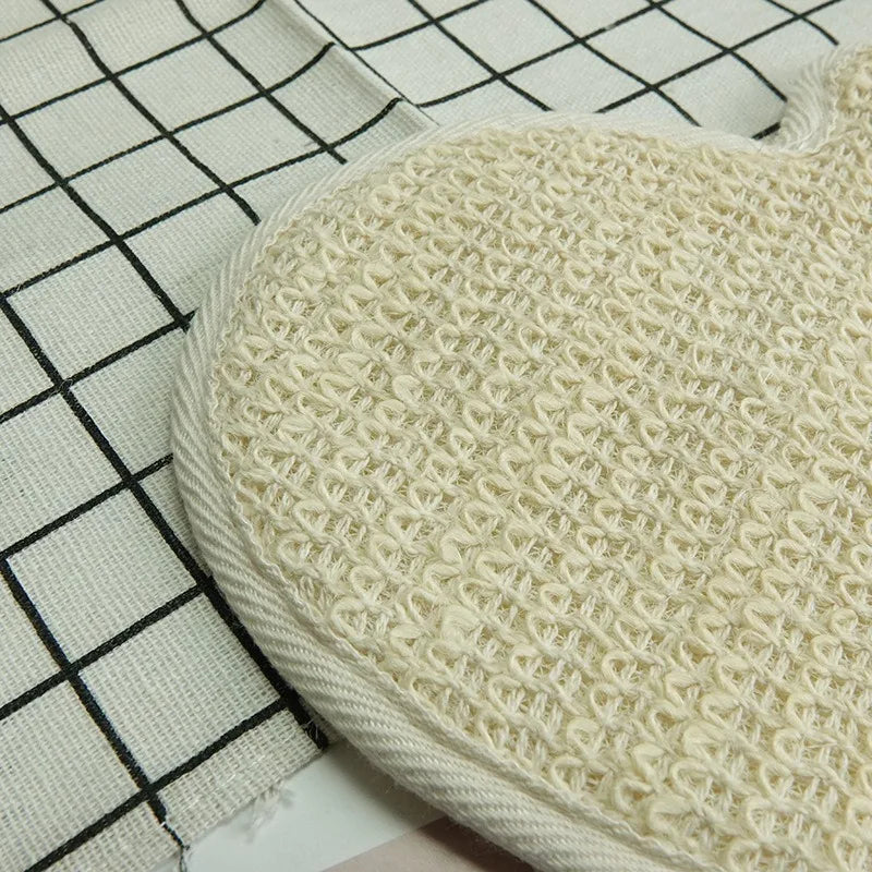 2-in-1 Exfoliating Glove - Cotton Linen Body Scrubber with Mesh Texture for Home Spa & Bath