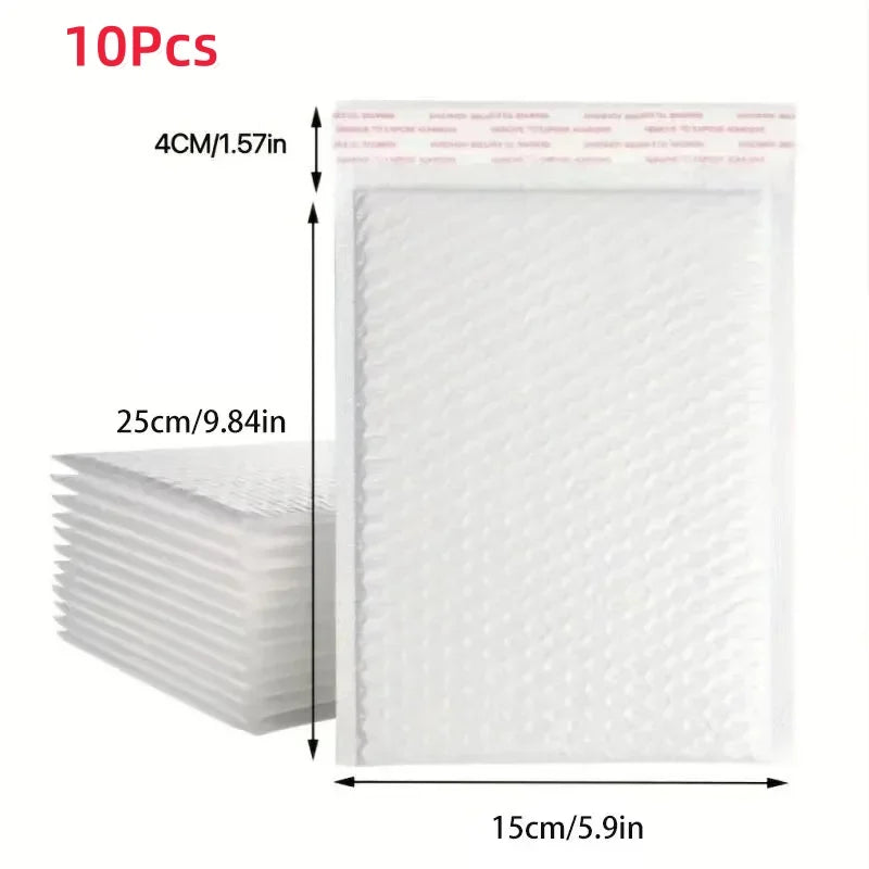 10/50pcs Composite Pearlescent Film Bubble Bag White Garment Packaging Express Bag Thickened Envelope Foam Waterproof Bubble Bag