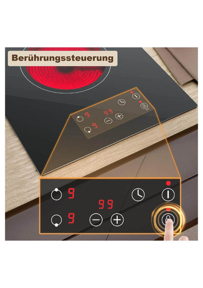 KICHPOWER 2 Plate with Plug Touch Control Glass Ceramic Hob