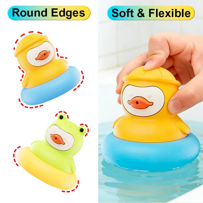 BPA Free Baby Silicone Bath Toys Cute Duckling&Frog Shape Floating Water Toy for Infants Toddlers Fun Bathroom Toys Babies Gifts