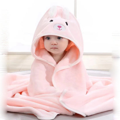 Baby Bath Towel Boy Girl Baby Towel Newborn With Hood Cartoon Coral Fleece Infant Towel Blanket Newborn Baby Bathrobe Infan