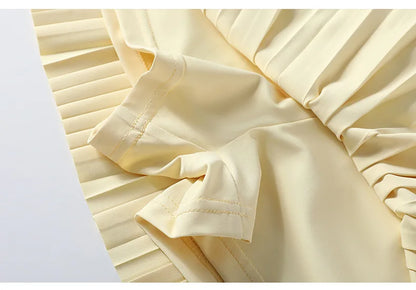 Korean Style Women Pleated A-line Skirts With Pants Mini Skirts Elastic Waist Casual High quality Summer A-line Skirts